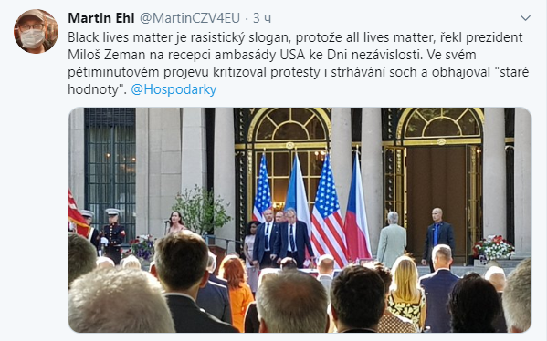     Новости США - президент Чехии назвал девиз американских протестов расистским - новости мира    