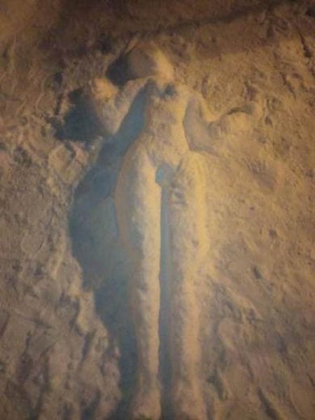 В Днепре жители слепили из снега гигантскую рептилию и снежную бабу (Фото)