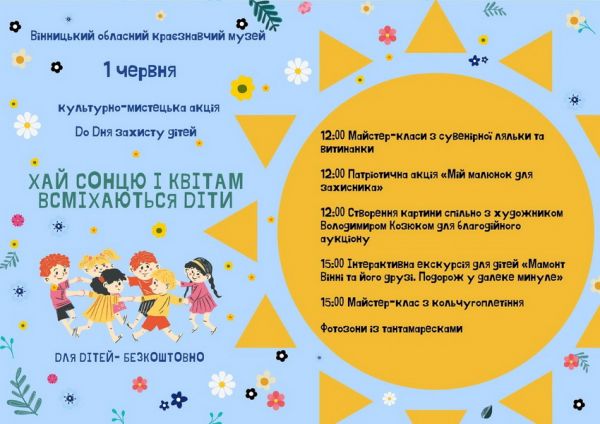 У Вінниці 1 червня музей організовує розважальну програму для дітей                     
