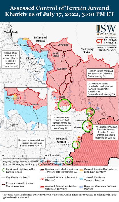 Карта боевых действий на Украине 18 июля