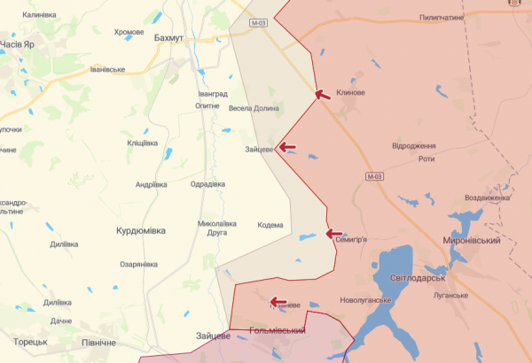 
Росіяни наступають у районі Донецька та Сіверська, ЗСУ відбили атаку на півдні – карта 