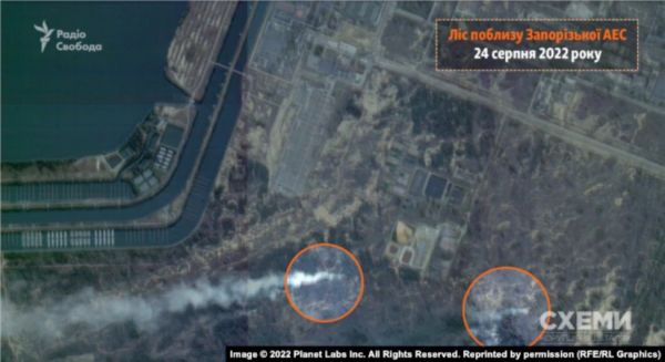 
Поблизу окупованої Запорізької АЕС горить ліс, є фото з супутника – Схеми 