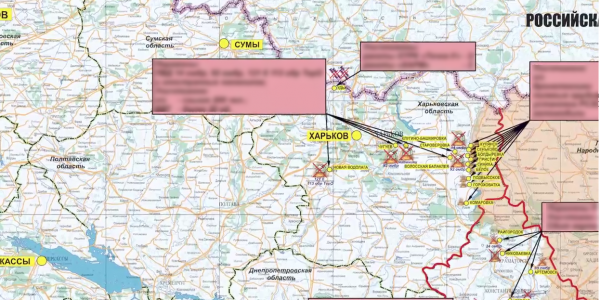 
Міноборони РФ показало карту з новою лінією фронту в Харківській області по річці Оскол 