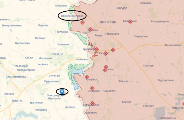 
Росіяни поновили наступ на Бахмутському напрямку: карта бойових дій 