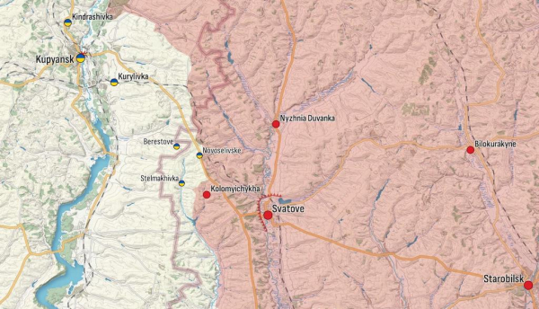 
Генштаб: РФ наступає в районі Куп'янська, Кремінної, Бахмута та Донецька, успіху немає — карта 
