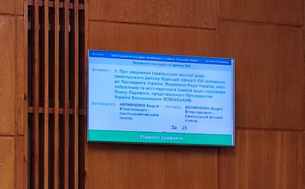 Ізмаїл на сесії міськради підтримав План перемоги президента Володимира Зеленського