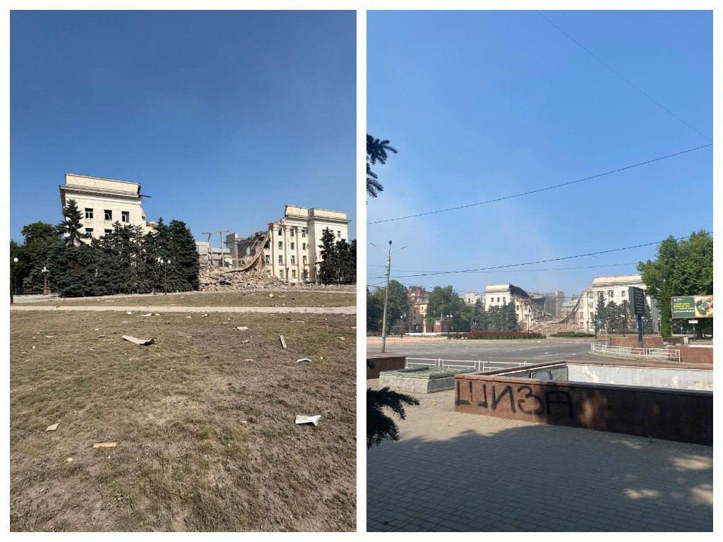 Місцеві Telegram-канали також публікують фото з наслідками російського удару по будівлі ОВА.