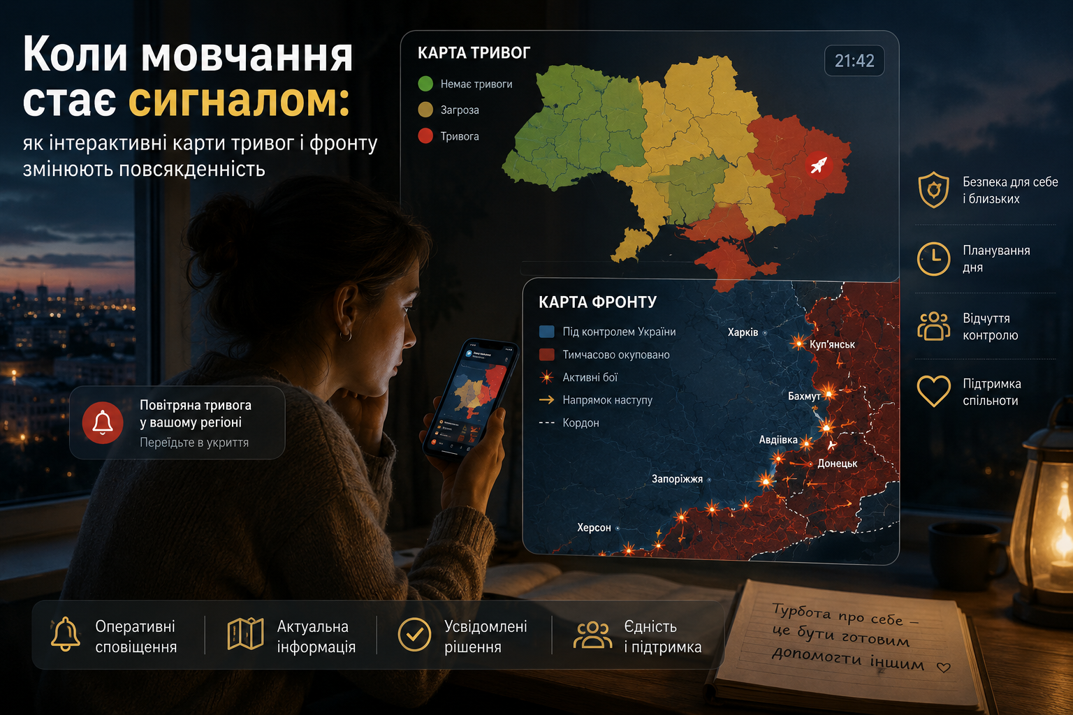 інтерактивні карти тривог і фронту